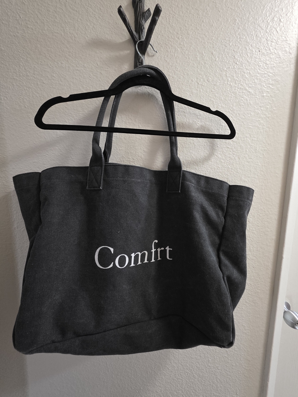 Comfrt Black Canvas Tote Bag with Dual Handles